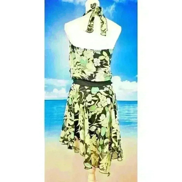 SPEECHLESS Womans GREEN HALTER Sun Dress Lightweight LINED Back Sash tie size 9 - Picture 6 of 7